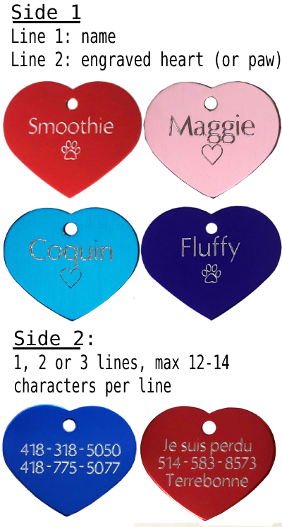 engraved small heart pet tag
